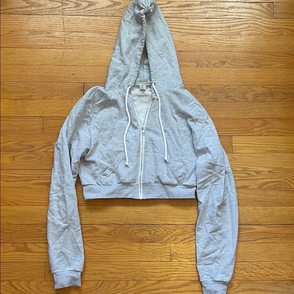 Gray Cropped Hoodie